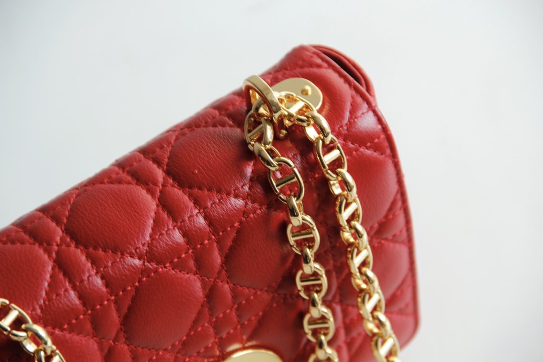 Small Dior Caro Bag Red Supple Cannage Calfskin